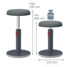 Tabouret ergonomique assis-debout - Gris - Leitz Ergo