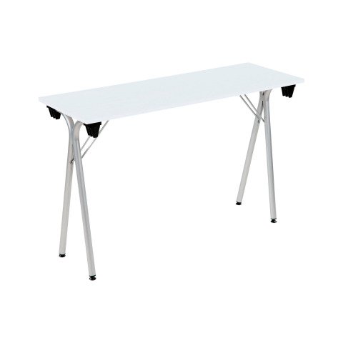 Mesa de formación plegable 120 x 40 cm tablero blanco patas aluminio