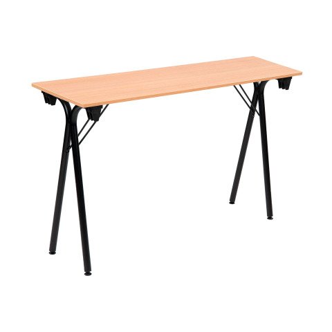 Mesa de formación plegable 120 x 40 cm tablero roble patas negras