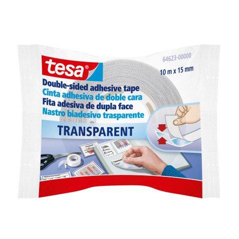 Cinta adhesiva tesa doble cara transparente 10 mt x 15 mm