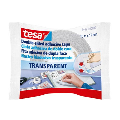 Cinta adhesiva tesa doble cara transparente 10 mt x 15 mm
