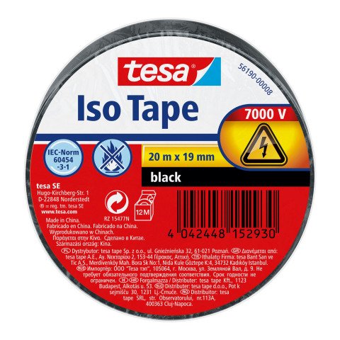 Cinta adhesiva aislante Tesa 20 m x 19 mm color negro