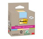 Post-it Super Sticky Assortiti in carta riciclata 76 x 76 mm Confezione convenienza 3+1 unità da 70 fogli