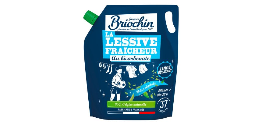 Lessive liquide au Bicarbonate Briochin Brise Végétale - 37 lavages - Recharge de 1,7 L