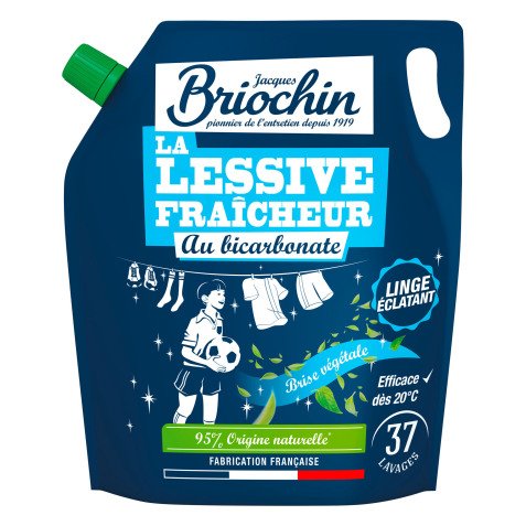 Lessive liquide au Bicarbonate Briochin Brise Végétale - 37 lavages - Recharge de 1,7 L
