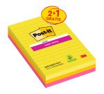 Post-it Super Sticky Arcobaleno a righe 101 x 152 mm Confezione convenienza 2+1 unità da 75 fogli
