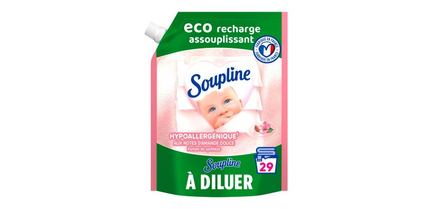 Assouplissant Soupline Hypoallergénique au lait d'amande douce - Recharge de 600 ml