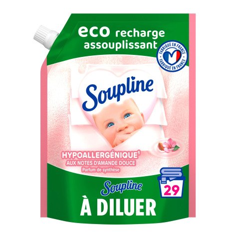 Assouplissant Soupline Hypoallergénique au lait d'amande douce - Recharge de 600 ml