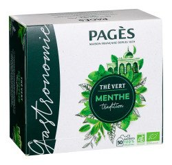 Thé vert menthe Bio Pagès - Boîte de 50 sachets