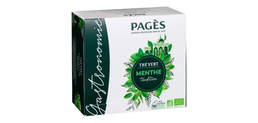 Thé vert menthe Bio Pagès - Boîte de 50 sachets