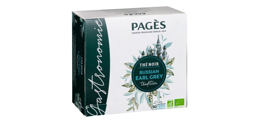 Thé noir Russian Earl Grey Bio Pagès - Boîte de 50 sachets