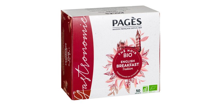 Thé noir English Breakfast Bio Pagès - Boîte de 50 sachets