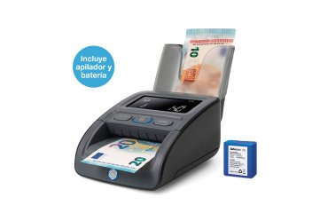 Pack Detector automático de billetes falsos Safescan 155-S Complete (detector + batería + apilador de billetes)