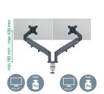 Bras double pour écrans - faible encombrement - gris foncé - Leitz Ergo