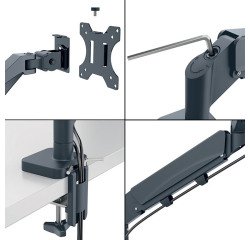 Bras double pour écrans - faible encombrement - gris foncé - Leitz Ergo