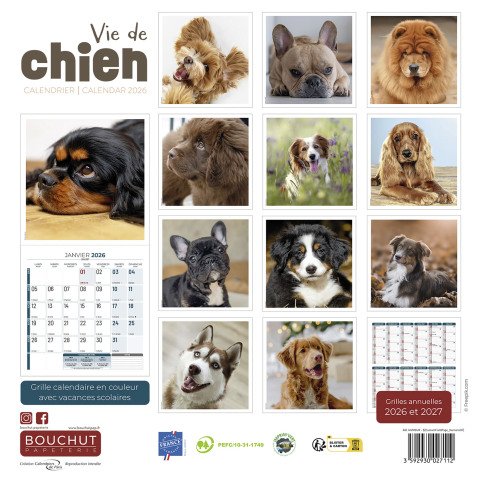 Calendrier souple illustré Vie de Chien 30 x 30 cm