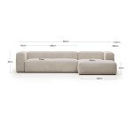 Canapé Blok 4 places méridienne droite beige 330 cm