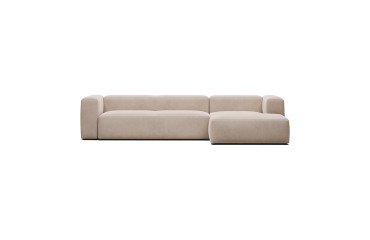 Bank Blok 4-zits met rechtse chaise longue beige 330 cm