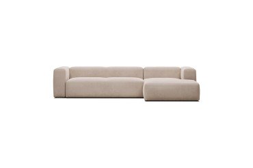 Canapé Blok 4 places méridienne droite beige 330 cm