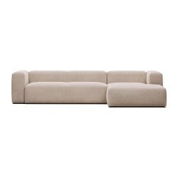 Canapé Blok 4 places méridienne droite beige 330 cm