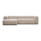 Canapé Blok 3 places beige méridienne à gauche 300 cm