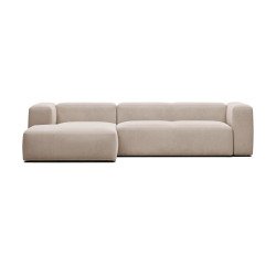Canapé Blok 3 places beige méridienne à gauche 300 cm
