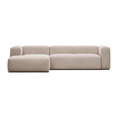 Canapé Blok 3 places beige méridienne à gauche 300 cm