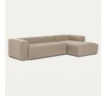 Canapé Blok 3 places beige méridienne à droite 300 cm