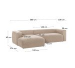 Canapé Blok 3 places beige méridienne à gauche 300 cm