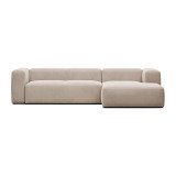 Canapé Blok 3 places beige méridienne à droite 300 cm