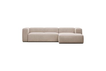 Canapé Blok 3 places beige méridienne à droite 300 cm