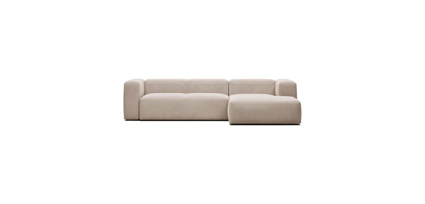Canapé Blok 3 places beige méridienne à droite 300 cm