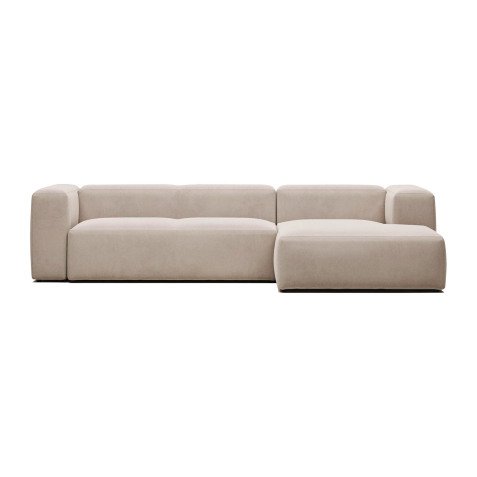 Canapé Blok 3 places beige méridienne à droite 300 cm