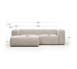 Canapé Blok 2 places méridienne gauche beige 240 cm