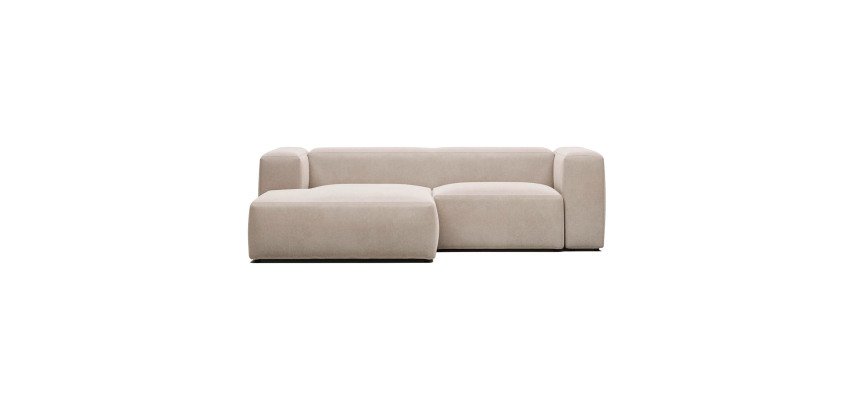 Canapé Blok 2 places méridienne gauche beige 240 cm