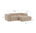 Canapé Blok 2 places méridienne droite beige 240 cm