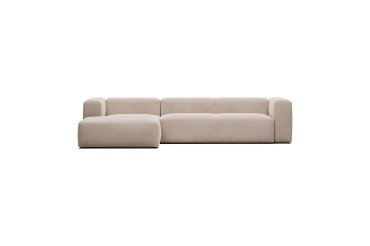 Canapé Blok 4 places méridienne gauche beige 330 cm