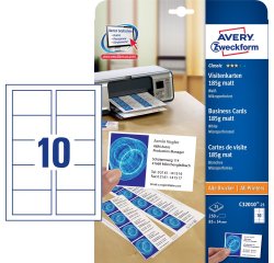 Visitekaartjes 85 x 54 mm wit