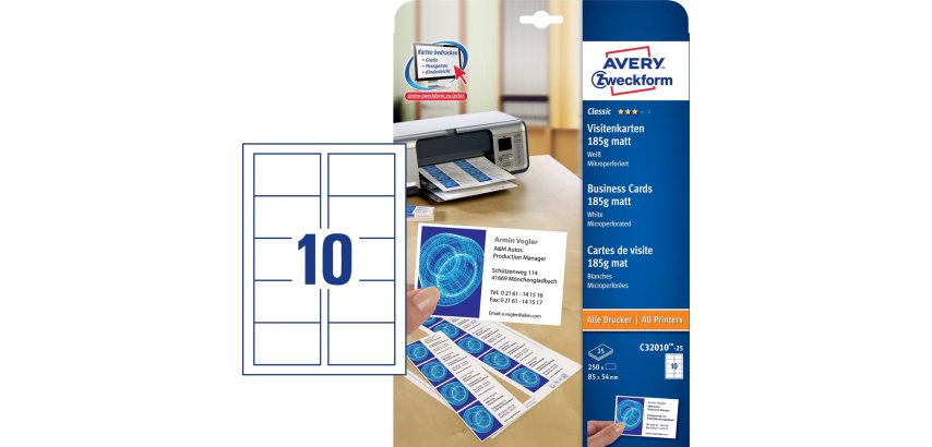 Visitekaartjes 85 x 54 mm wit