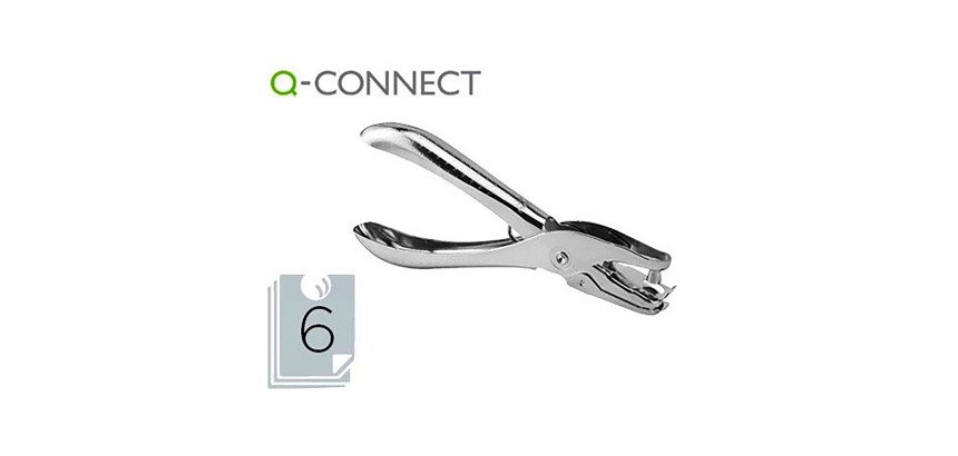 Taladrador q-connect kf18765 de tenaza metalico cromado 1 taladro abertura 6 mm capacidad 6 hojas