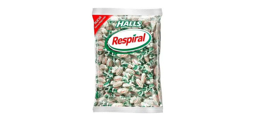 Caramelos halls respiral sabor menta eucalipto bolsa de 1 kg.