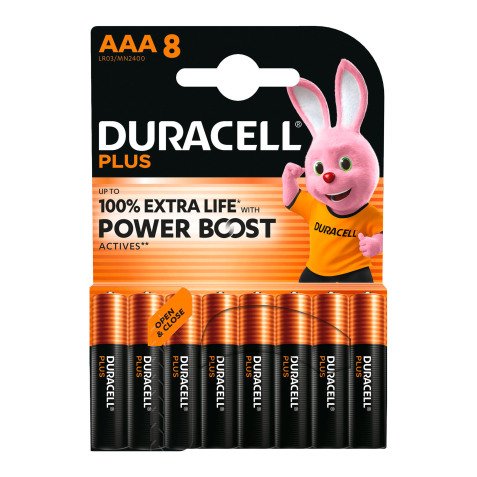 Duracell Plus - Pack de 8 piles Alcalines AAA/LR03 - 1,5V
