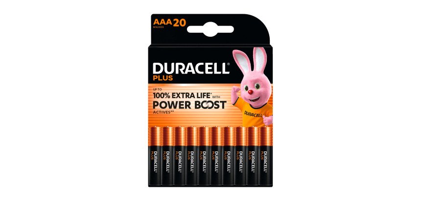 Duracell Plus - Pack de 20 piles Alcalines AAA/LR03 - 1,5
