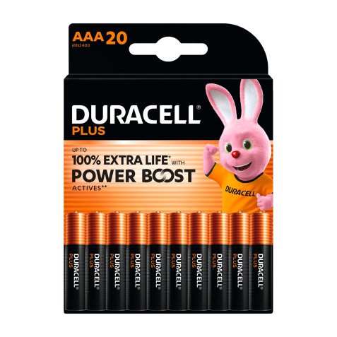 DURACELL Plus - Pack de 20 piles Alcalines AAA/LR03 - 1,5V