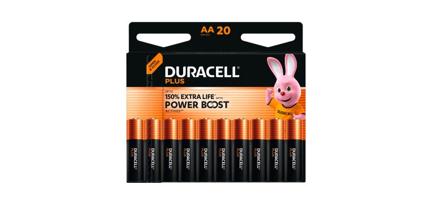 Duracell Plus - Pack of 20 Alkaline AA/LR06 Batteries - 1.5V