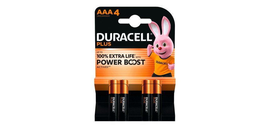 Duracell Plus - Pack de 4 piles Alcalines AAA/LR03 - 1,5
