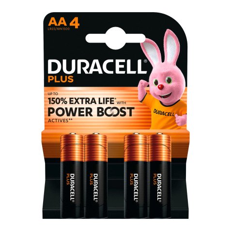 Duracell Plus - Pack de 4 piles Alcalines AA/LR06 - 1,5