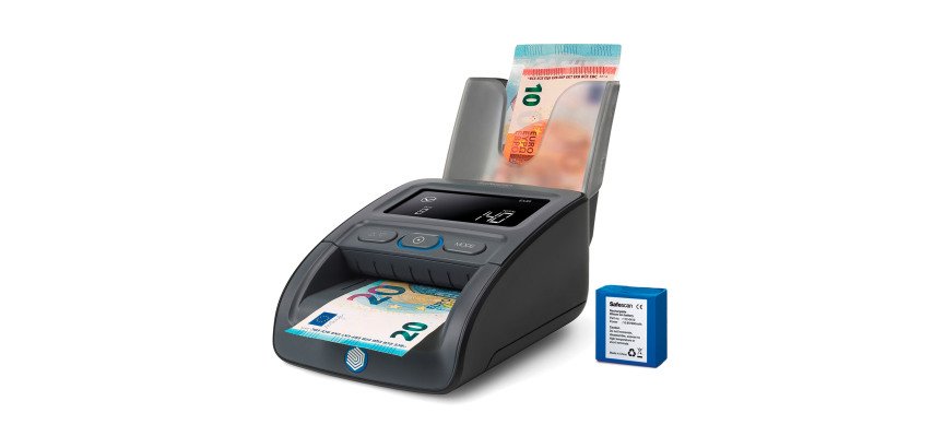 Pack Safescan 155-S : Détecteur de faux billets + batterie + empileur de billets