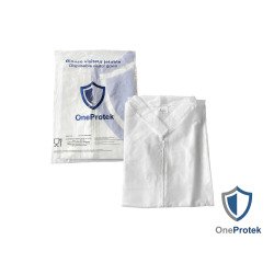 Disposable white visitor blouse with zipper, zipper closure - Pack of 10