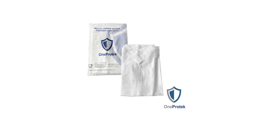Blouse visiteur jetable blanche agro alimentaire, fermeture éclair- Lot de 10